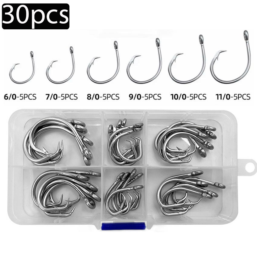 Fishing Hook Circle - 30 stks/doos Vishaken Rvs Brede Kloof