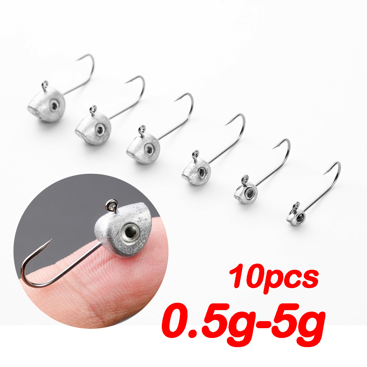 Fishing Hook Offset - 10 stks Mini Jig Hoofd Haak