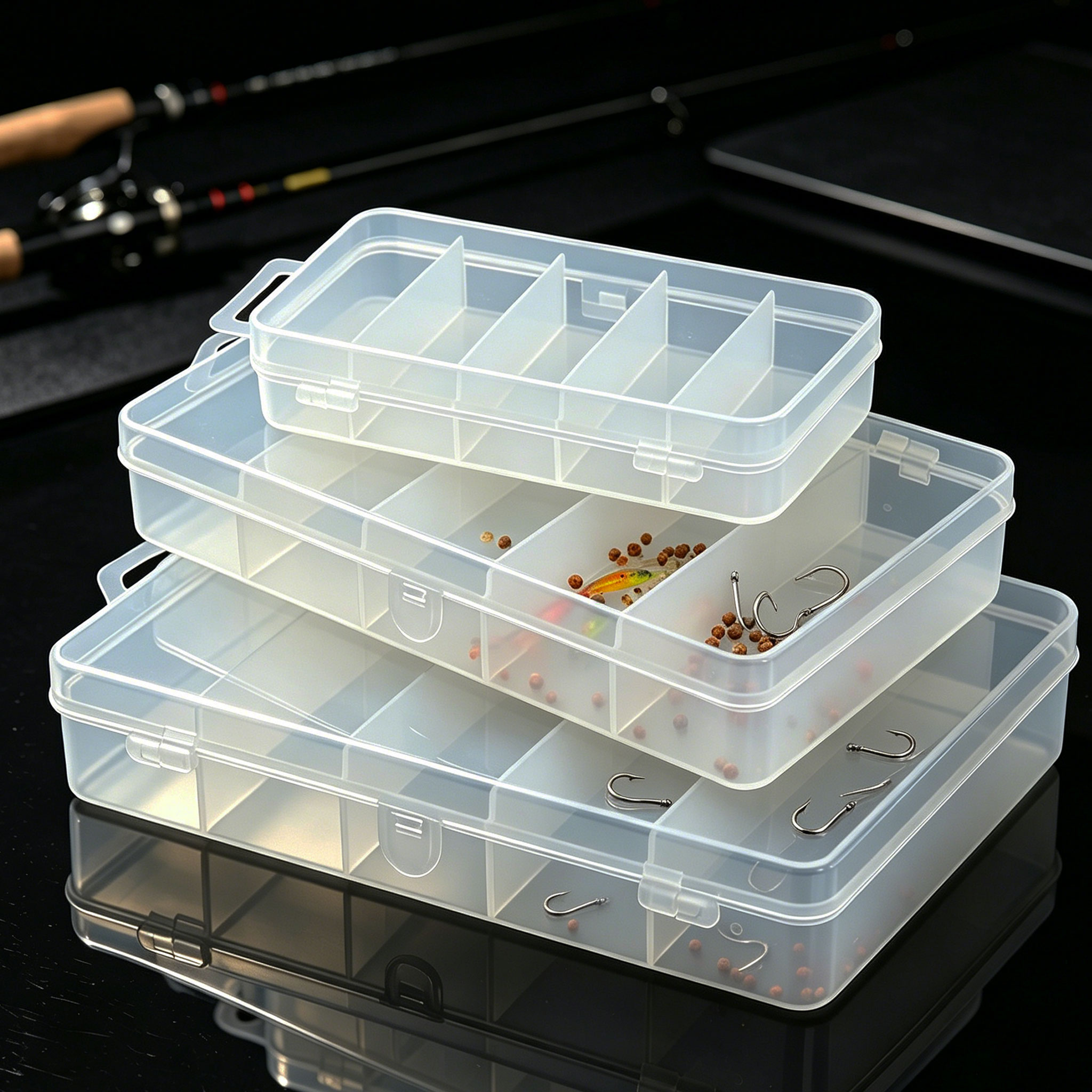 Fishing Hook Size - 1/3 stuks 3 maten plastic vislokdoosjes,