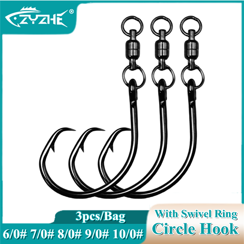 Fishing Hook Barbless - ZYZHE 3/6/9 stuks cirkelhaken met draairing
