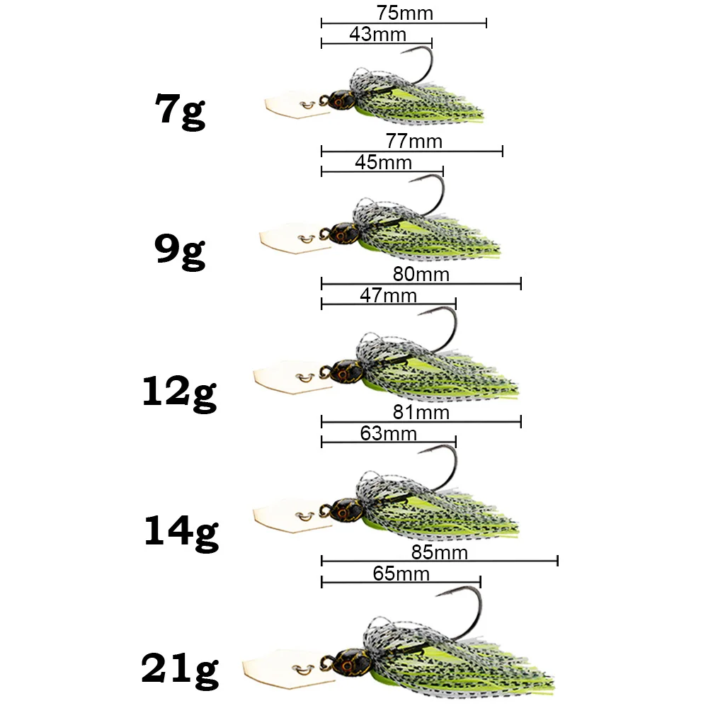 Spinner Aas 7g/9g/12g/14g/21g  - Fishing Hook Weedless recensie en prijs